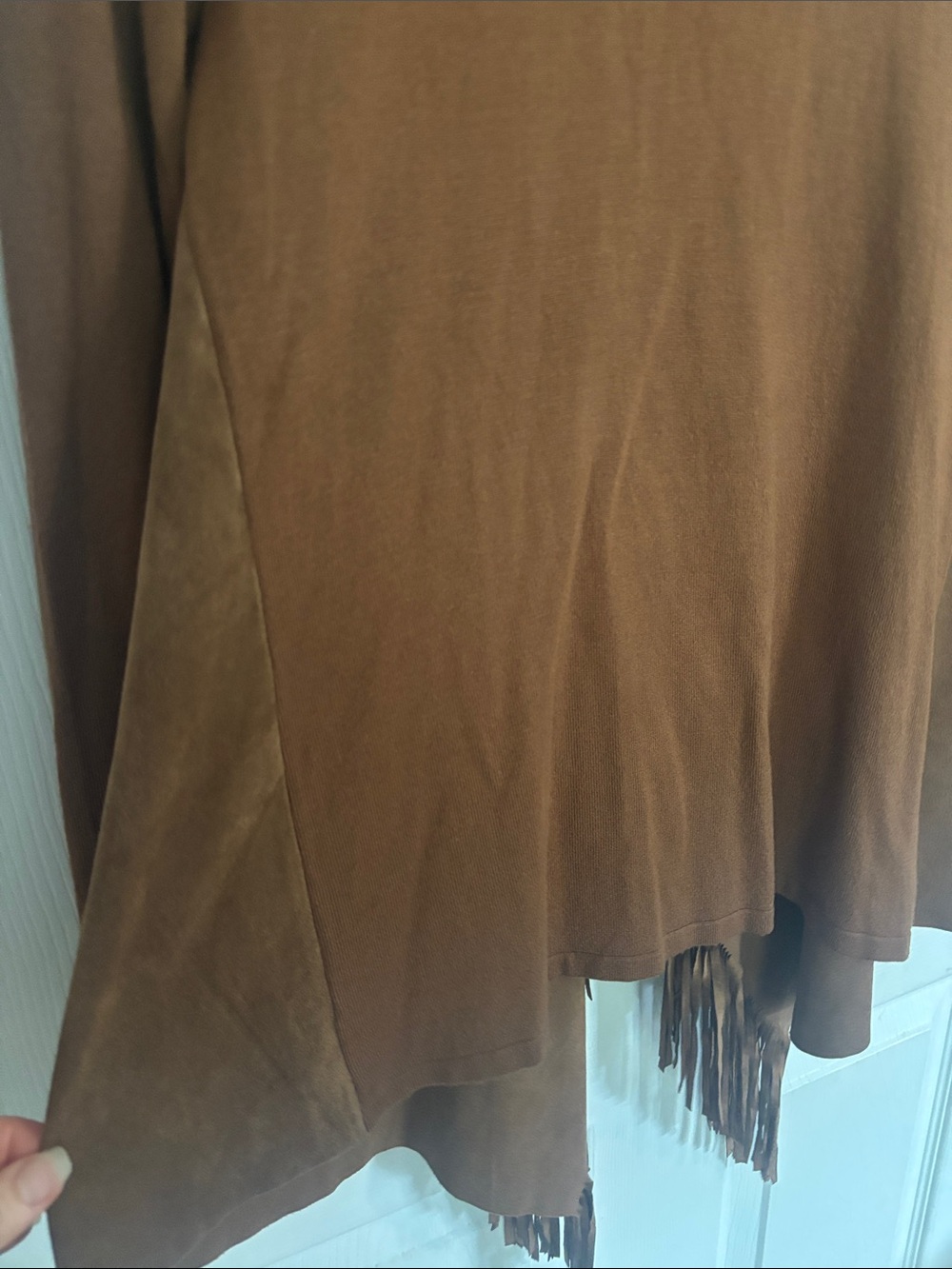 INC International Concepts Rust Brown Fringe Open-Front Cardigan - Picture 9 of 9